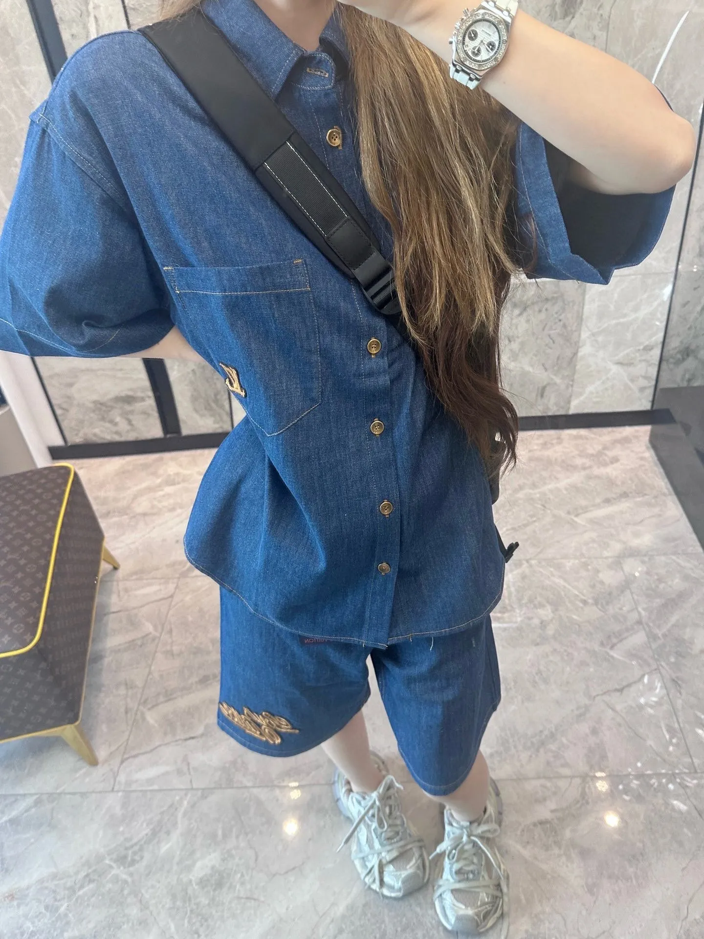 Louis Vuitton/Louis Vuitton 26ss contrasting color patchwork striped knitted short sleeves